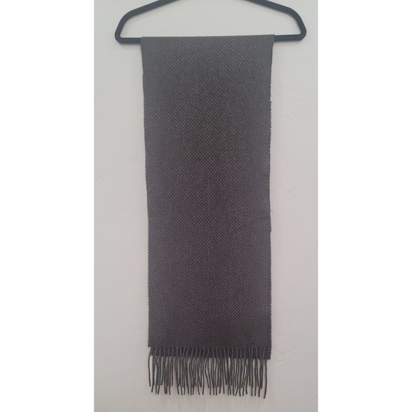 Enzo Mantovani 100%Cashmere GreyBrown Woven Pattern Fringe Hem Scarf Sz. 68"×12" - Picture 6 of 9